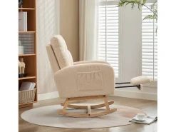 Poltrona|ModernLuxe Cadeira de balanço 132x50x99 cm - Estrutura em madeira maciça - Veludo - Bege