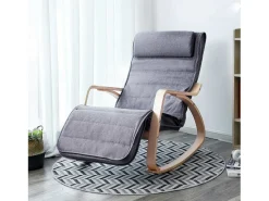 Poltrona| Cadeira de Balanço 121,5x67x84 cm Cinza Cinzento