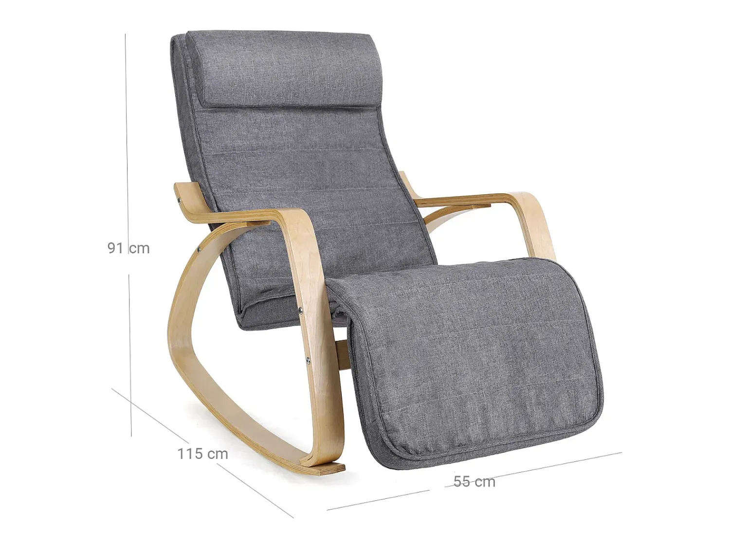 Poltrona| Cadeira de Balanço 121,5x67x84 cm Cinza Cinzento