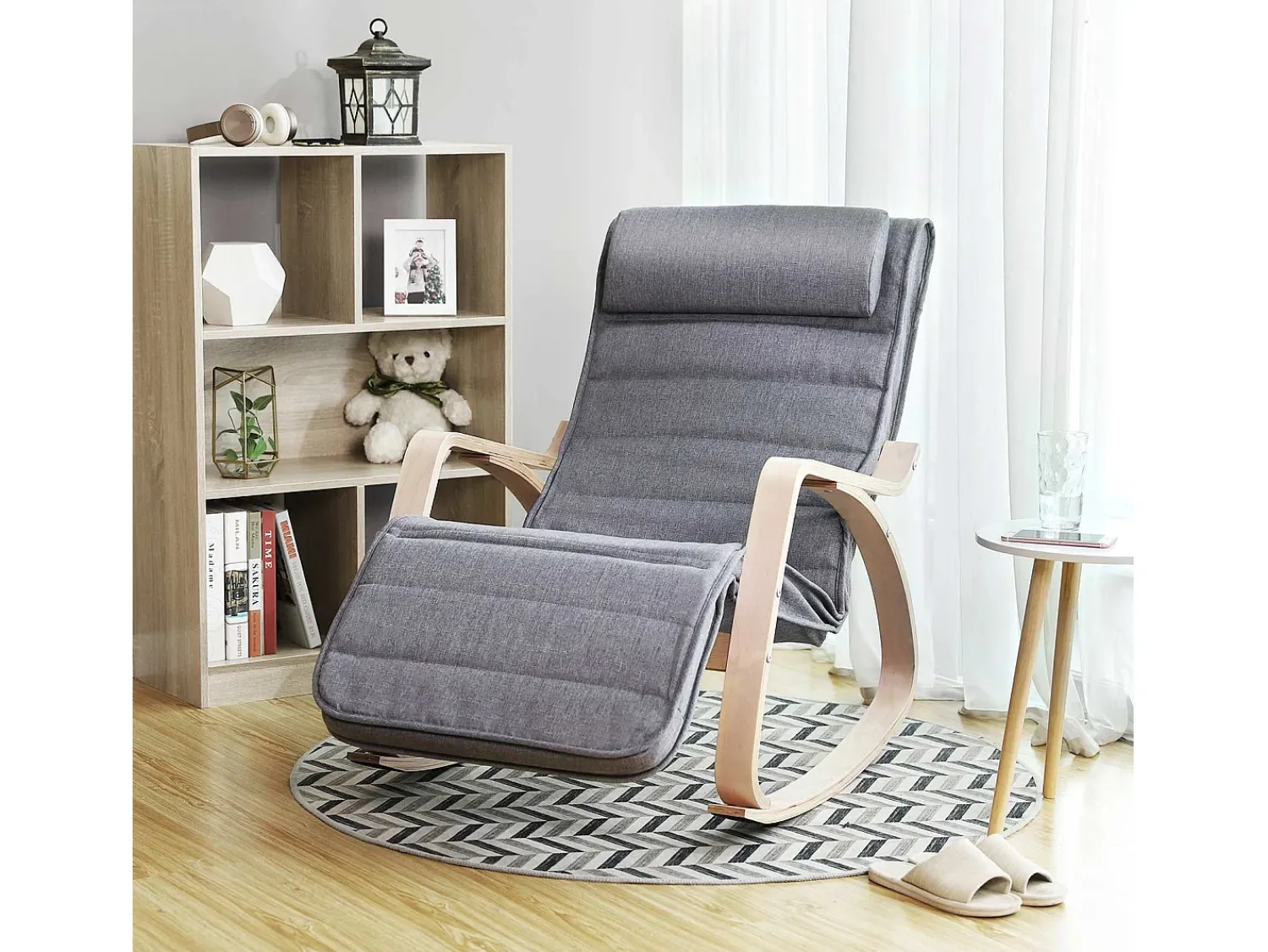 Poltrona| Cadeira de Balanço 121,5x67x84 cm Cinza Cinzento
