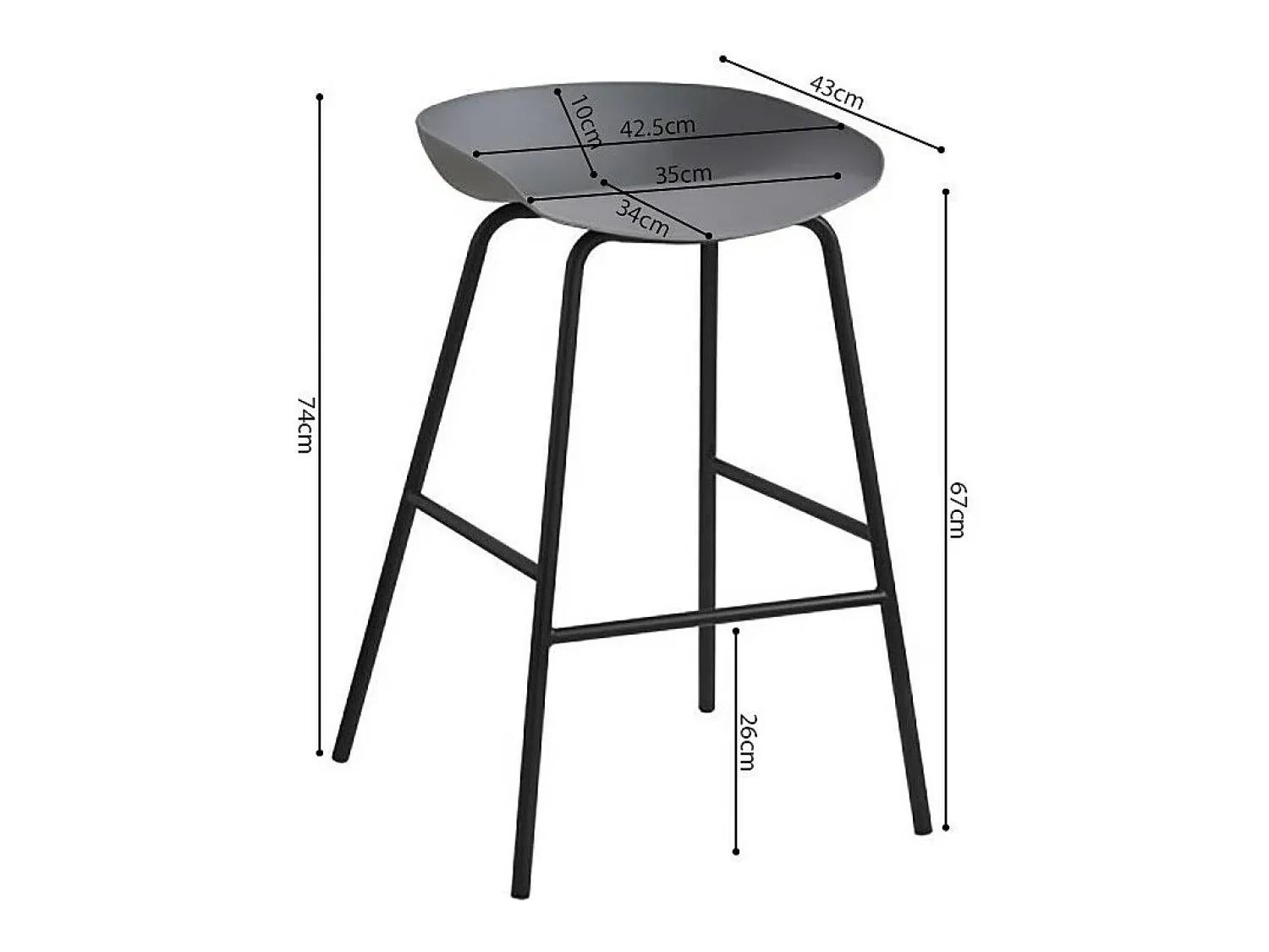 Hot Meublorama Cadeira de balcão design cinza. Coleção SIRA Cinzento