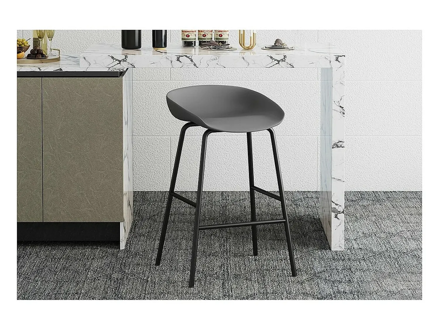 Hot Meublorama Cadeira de balcão design cinza. Coleção SIRA Cinzento