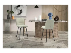 Meublorama Cadeira de balcão giratória CROFT – Tecido cru – Pés de metal preto – Altura 103 cm – Estilo design/industrial^ Banco