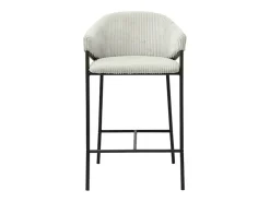 Banco|Meublorama Cadeira de balcão IMANY – Veludo cotelê cinza claro – Com braços – Pés de metal preto – Estilo design/industrial Cinzento claro