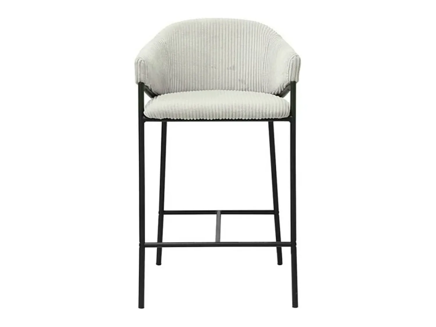 Banco|Meublorama Cadeira de balcão IMANY – Veludo cotelê cinza claro – Com braços – Pés de metal preto – Estilo design/industrial Cinzento claro