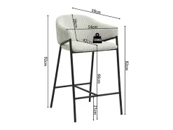 Banco|Meublorama Cadeira de balcão IMANY – Veludo cotelê cinza claro – Com braços – Pés de metal preto – Estilo design/industrial Cinzento claro
