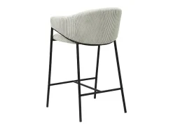 Banco|Meublorama Cadeira de balcão IMANY – Veludo cotelê cinza claro – Com braços – Pés de metal preto – Estilo design/industrial Cinzento claro