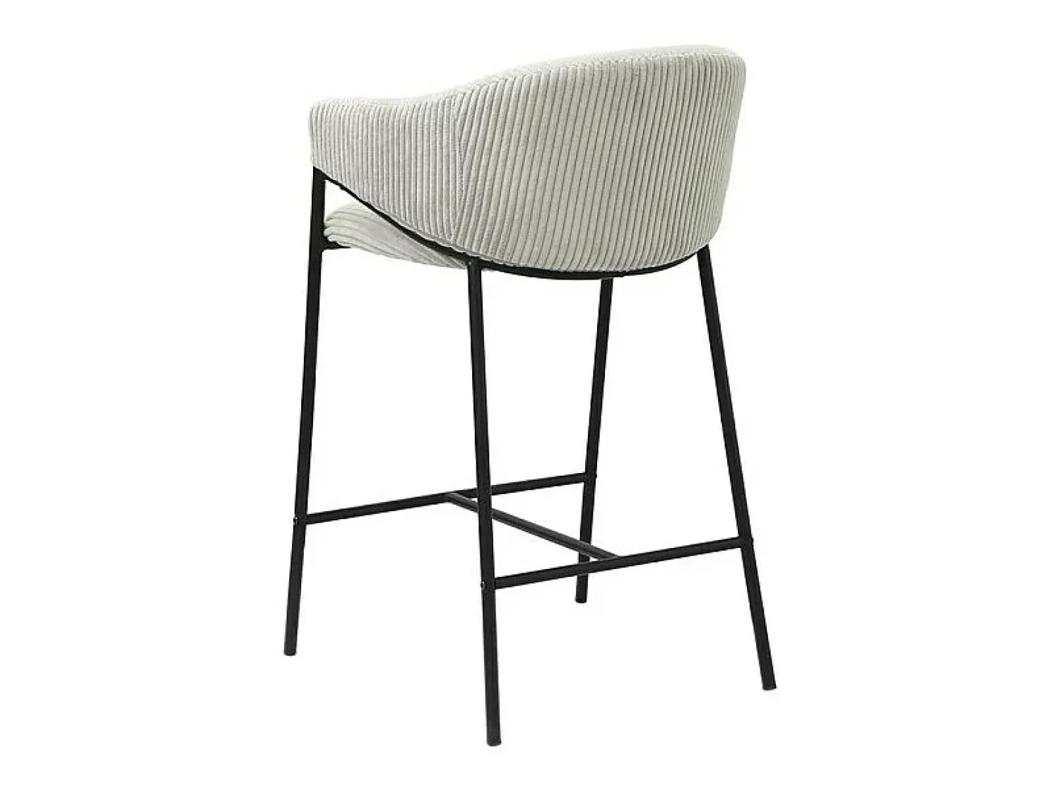 Banco|Meublorama Cadeira de balcão IMANY – Veludo cotelê cinza claro – Com braços – Pés de metal preto – Estilo design/industrial Cinzento claro
