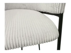 Banco|Meublorama Cadeira de balcão IMANY – Veludo cotelê cinza claro – Com braços – Pés de metal preto – Estilo design/industrial Cinzento claro