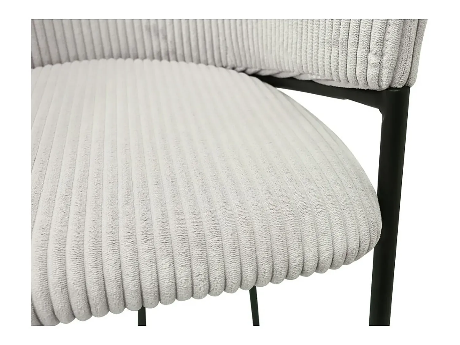 Banco|Meublorama Cadeira de balcão IMANY – Veludo cotelê cinza claro – Com braços – Pés de metal preto – Estilo design/industrial Cinzento claro
