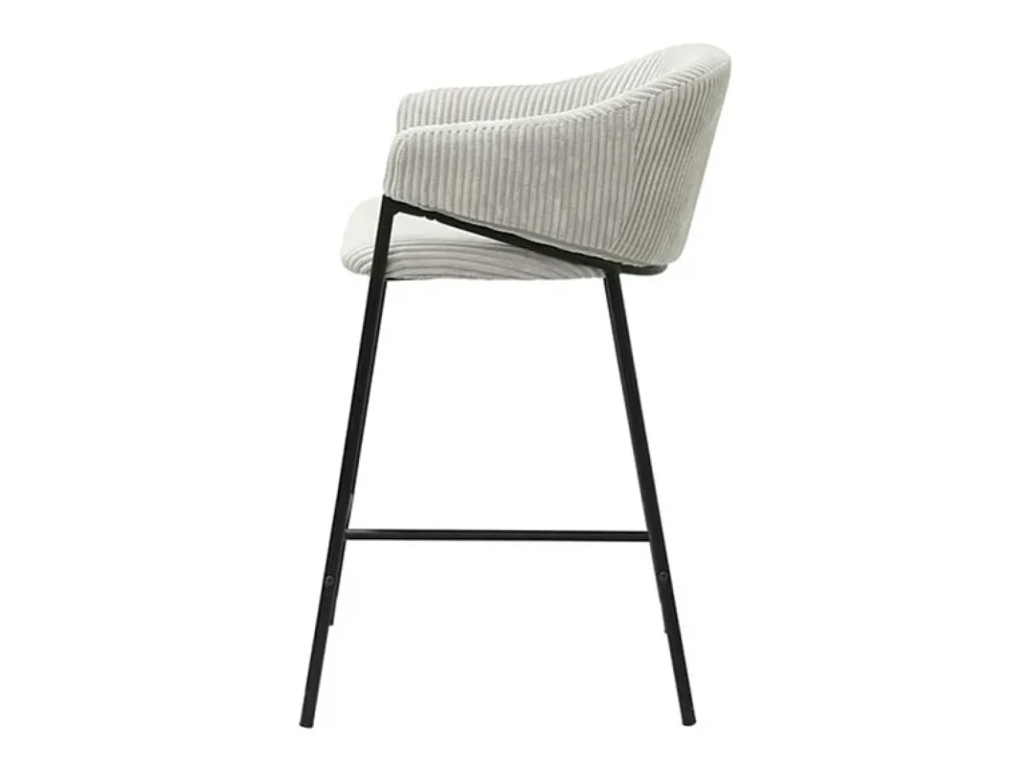 Banco|Meublorama Cadeira de balcão IMANY – Veludo cotelê cinza claro – Com braços – Pés de metal preto – Estilo design/industrial Cinzento claro