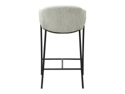 Banco|Meublorama Cadeira de balcão IMANY – Veludo cotelê cinza claro – Com braços – Pés de metal preto – Estilo design/industrial Cinzento claro