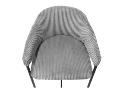 Banco|Meublorama Cadeira de balcão IMANY – Veludo cotelê cinza escuro – Com braços – Pés em metal preto – Estilo design/industrial Cinza antracite