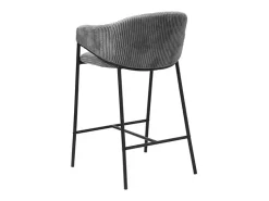 Banco|Meublorama Cadeira de balcão IMANY – Veludo cotelê cinza escuro – Com braços – Pés em metal preto – Estilo design/industrial Cinza antracite