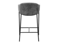 Banco|Meublorama Cadeira de balcão IMANY – Veludo cotelê cinza escuro – Com braços – Pés em metal preto – Estilo design/industrial Cinza antracite