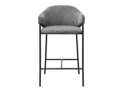 Banco|Meublorama Cadeira de balcão IMANY – Veludo cotelê cinza escuro – Com braços – Pés em metal preto – Estilo design/industrial Cinza antracite