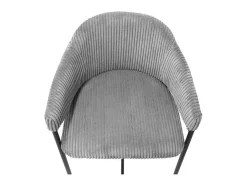 Banco|Meublorama Cadeira de balcão IMANY – Veludo cotelê cinza escuro – Com braços – Pés em metal preto – Estilo design/industrial Cinza antracite