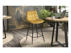 Clearance Meublorama Cadeira de balcão 'Jute' Veludo Dourado, dimensões: A95 x L46 x P36 cm Amarelo