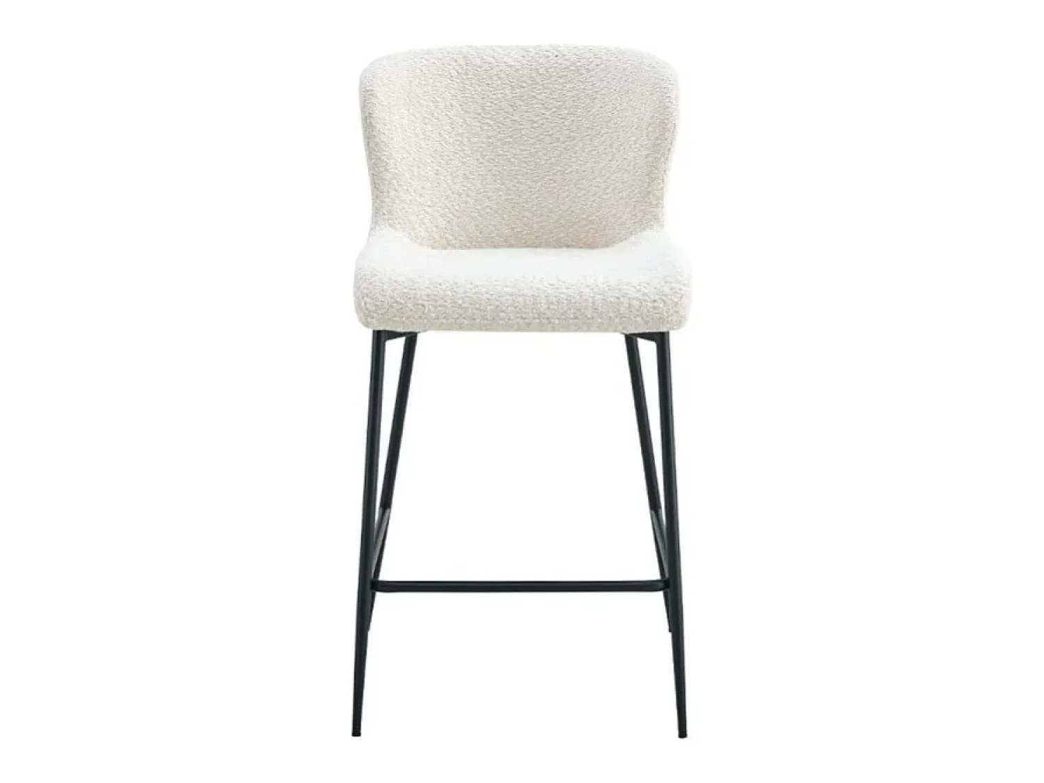Banco|Meublorama Cadeira de balcão LISE – Tecido bouclé na cor cru – Pés em metal preto – Estilo design/industrial Branco