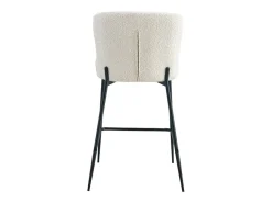 Banco|Meublorama Cadeira de balcão LISE – Tecido bouclé na cor cru – Pés em metal preto – Estilo design/industrial Branco