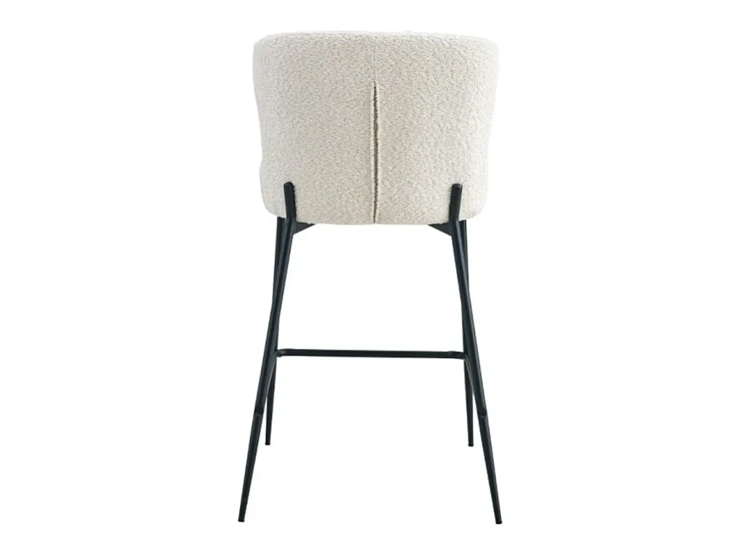 Banco|Meublorama Cadeira de balcão LISE – Tecido bouclé na cor cru – Pés em metal preto – Estilo design/industrial Branco