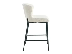Banco|Meublorama Cadeira de balcão LISE – Tecido bouclé na cor cru – Pés em metal preto – Estilo design/industrial Branco