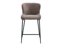 Banco|Meublorama Cadeira de balcão LISE – Tecido bouclé na cor areia – Pés de metal preto – Estilo design/industrial Castanho
