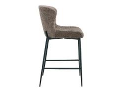 Banco|Meublorama Cadeira de balcão LISE – Tecido bouclé na cor areia – Pés de metal preto – Estilo design/industrial Castanho