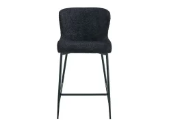 Banco*Meublorama Cadeira de balcão LISE – Tecido bouclé na cor cinza escuro – Pés de metal preto – Estilo design/industrial Cinza antracite