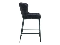 Banco*Meublorama Cadeira de balcão LISE – Tecido bouclé na cor cinza escuro – Pés de metal preto – Estilo design/industrial Cinza antracite