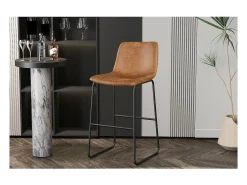 Banco*Meublorama Cadeira de balcão MANCO PU Cognac, dimensões: A93 x L48 x P56 cm, ideal para a sua cozinha/balcão. Castanho