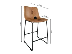 Banco*Meublorama Cadeira de balcão MANCO PU Cognac, dimensões: A93 x L48 x P56 cm, ideal para a sua cozinha/balcão. Castanho