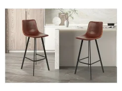 Banco|Meublorama Cadeira de balcão 'Ozon' PU Cognac, dimensões: A108 x L45 x P49 cm Castanho