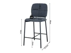 Banco|Meublorama Cadeira de balcão RITA – Tecido cinza escuro – Pés em metal preto – Altura 99 cm – Estilo design/industrial Cinza antracite