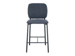 Banco|Meublorama Cadeira de balcão RITA – Tecido cinza escuro – Pés em metal preto – Altura 99 cm – Estilo design/industrial Cinza antracite