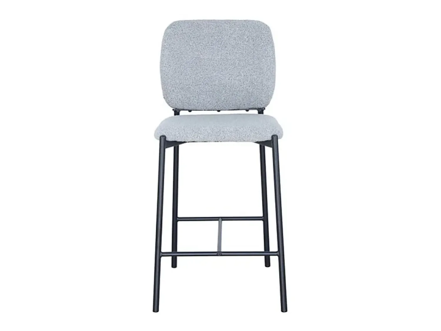 Banco*Meublorama Cadeira de balcão RITA – Tecido cinza claro – Pés de metal preto – Altura 99 cm – Estilo design/industrial Cinzento claro
