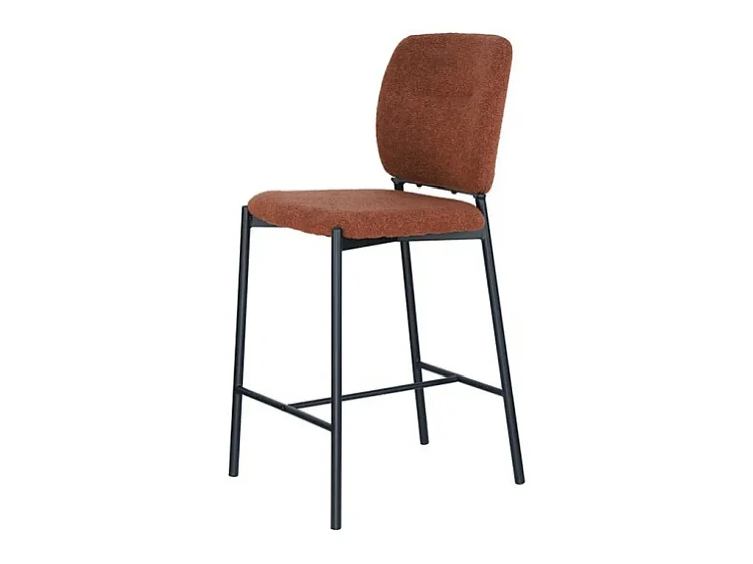 Meublorama Cadeira de balcão RITA – Tecido marrom ferrugem – Pés de metal preto – Altura 99 cm – Estilo design/industrial^ Banco