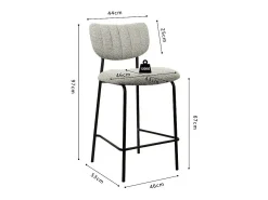 Meublorama Cadeira de balcão VENTURA – Tecido cinza claro – Pés de metal preto – Altura 97 cm – Estilo design/industrial^ Banco