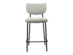 Meublorama Cadeira de balcão VENTURA – Tecido cinza claro – Pés de metal preto – Altura 97 cm – Estilo design/industrial^ Banco