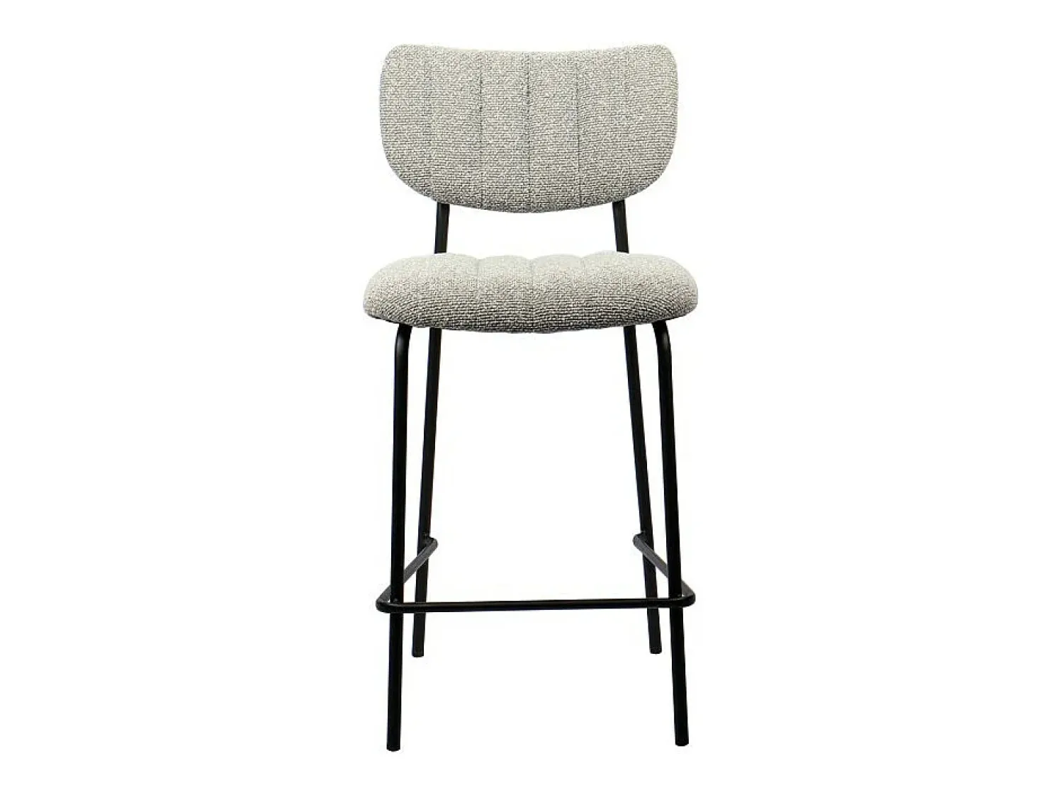 Meublorama Cadeira de balcão VENTURA – Tecido cinza claro – Pés de metal preto – Altura 97 cm – Estilo design/industrial^ Banco