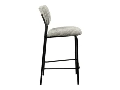 Meublorama Cadeira de balcão VENTURA – Tecido cinza claro – Pés de metal preto – Altura 97 cm – Estilo design/industrial^ Banco