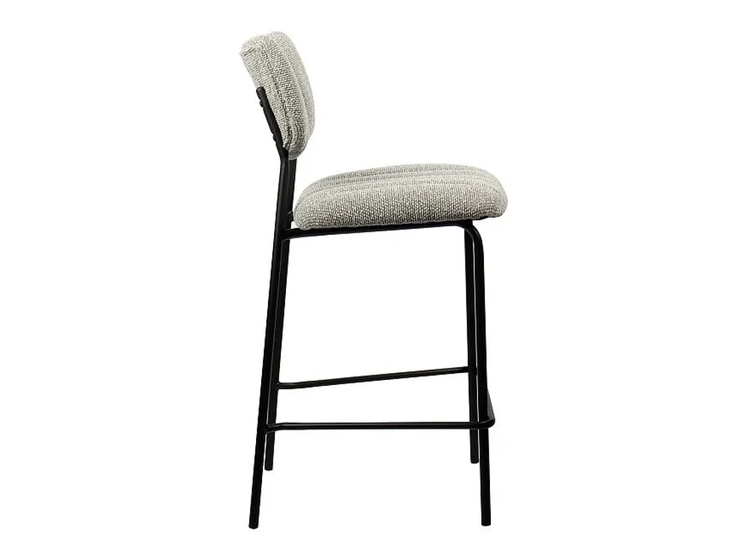 Meublorama Cadeira de balcão VENTURA – Tecido cinza claro – Pés de metal preto – Altura 97 cm – Estilo design/industrial^ Banco