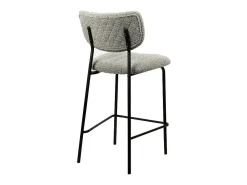 Meublorama Cadeira de balcão VENTURA – Tecido cinza claro – Pés de metal preto – Altura 97 cm – Estilo design/industrial^ Banco