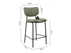 Meublorama Cadeira de balcão VENTURA – Tecido sálvia – Pés em metal preto – Altura 97 cm – Estilo design/industrial^ Banco