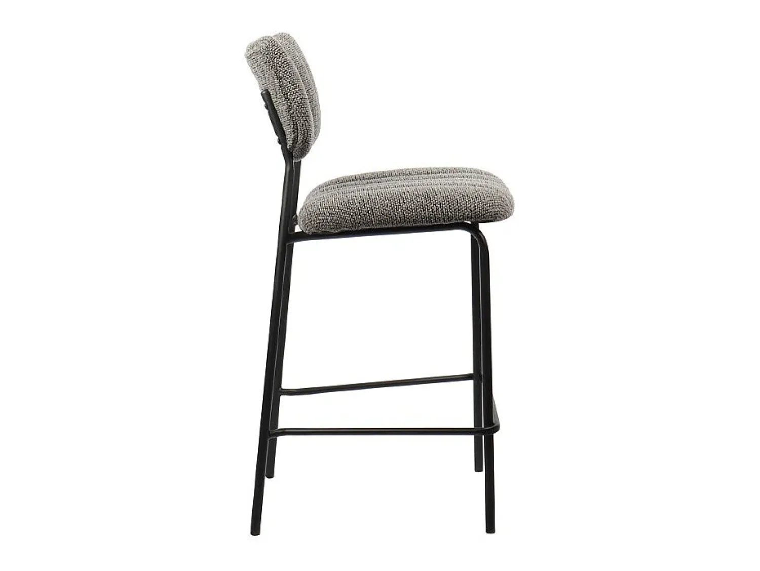 Banco*Meublorama Cadeira de balcão VENTURA – Tecido cinza escuro – Pés de metal preto – Altura 97 cm – Estilo design/industrial Cinza antracite