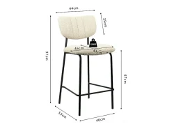 Hot Meublorama Cadeira de balcão VENTURA – Tecido – Pés de metal preto – Altura 97 cm – Estilo design/industrial Bege