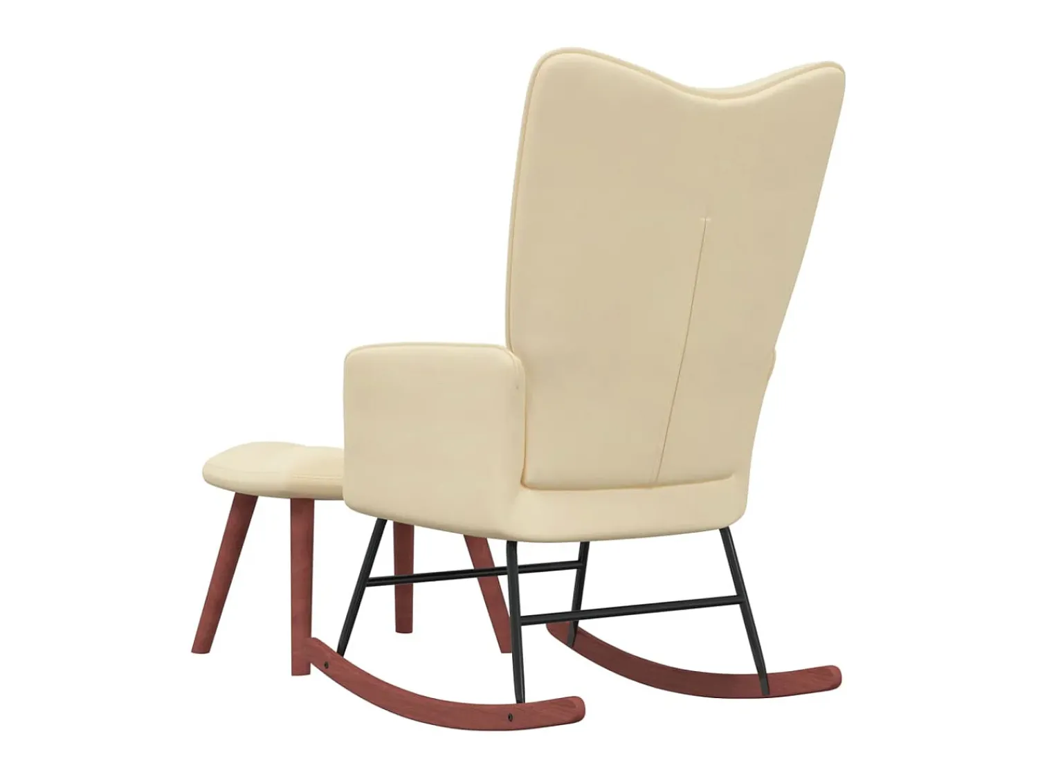 Poltrona* Cadeira de baloiçar com banco veludo branco nata PT484671 Creme