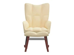Poltrona* Cadeira de baloiçar com banco veludo branco nata PT484671 Creme