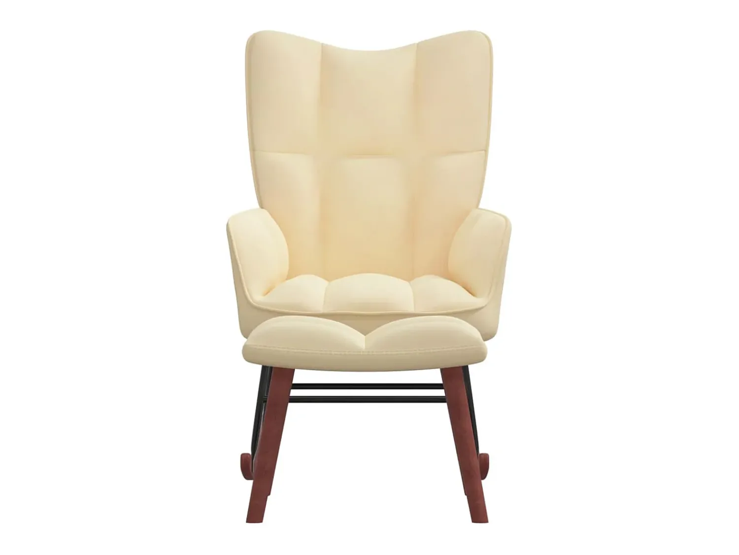 Poltrona* Cadeira de baloiçar com banco veludo branco nata PT484671 Creme