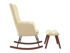Poltrona* Cadeira de baloiçar com banco veludo branco nata PT484671 Creme